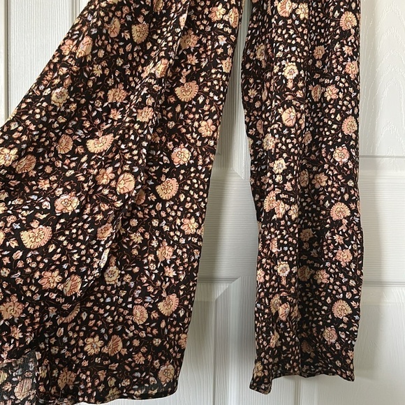 BILLABONG Orange/Black Floral Split Strapless Jumpsuit Size Small - Picture 5 of 5